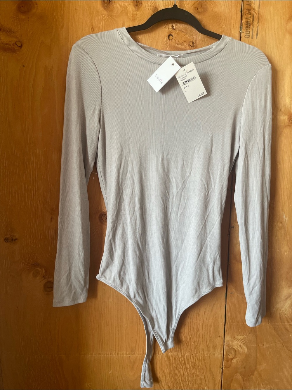 Elodie Light Gray Long-Sleeve Bandeau Bodysuit